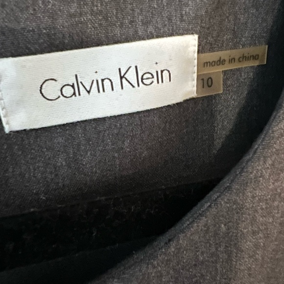 Calvin Klein Gray Sleeveless Belted Fit & Flare Striped Dress - Picture 6 of 12